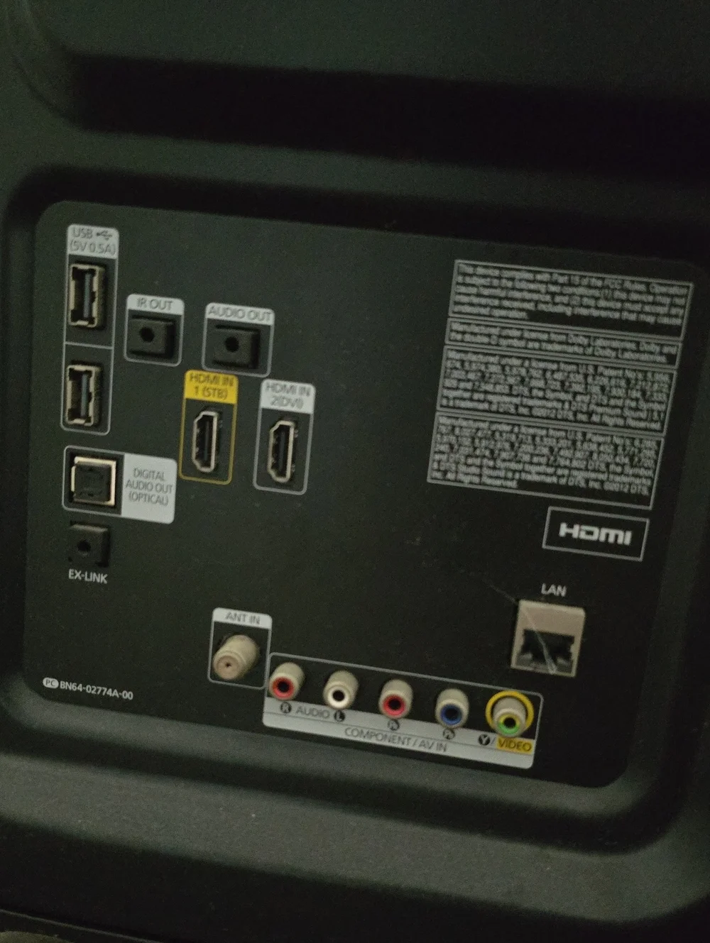 Samsung Black TV Rear Label Plate